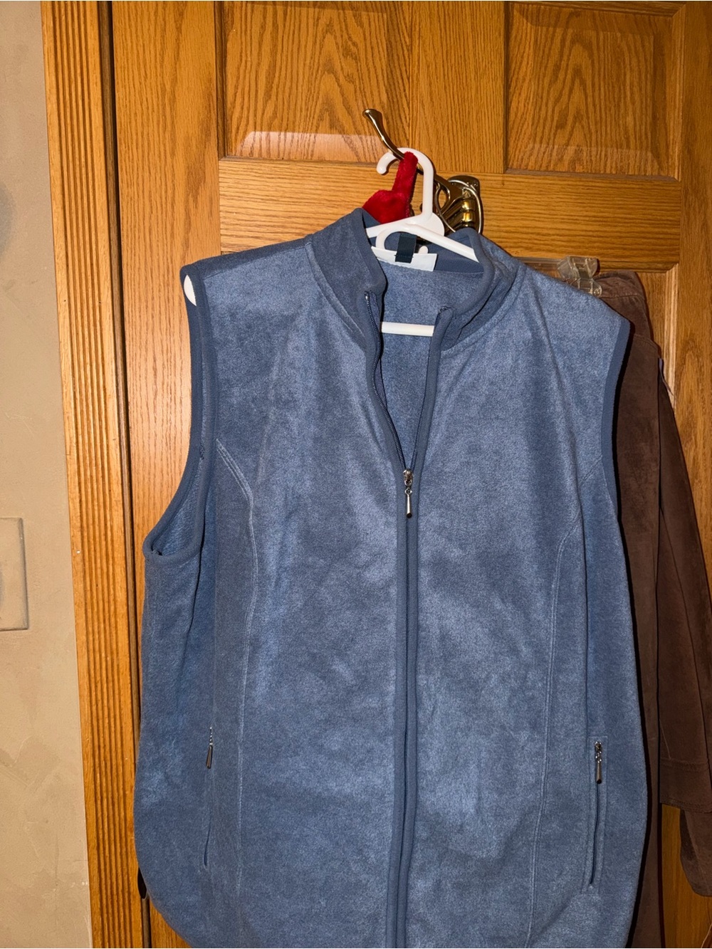 Karen Scott Slate Blue Fleece Zip Vest